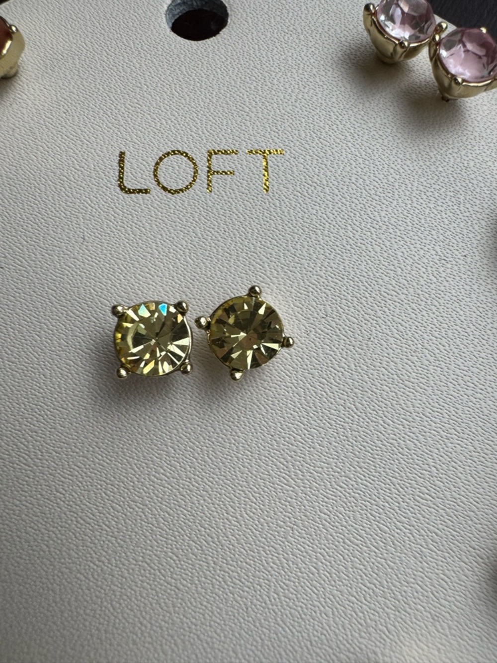 LOFT NWT 9 Pair Gold Tone Pastel Druzy Crystal Stud Earring Set - Picture 5 of 11